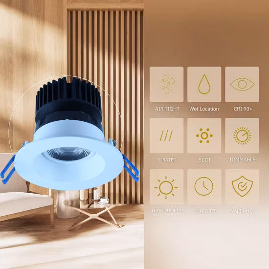 55 мм Вырезанная умная ванная комната Спальня Квадратная круглая светодиодная панель для внутреннего коммерческого освещения Встраиваемый потолочный светильник Потолочный встраиваемый прожектор COB Точечный светильник